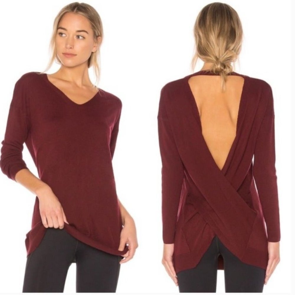 Vimmia Shavasana Burgundy Reversible Sweater NWT